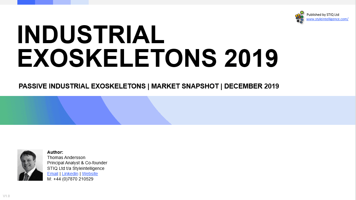 Mini Report: Passive Industrial Exoskeletons, 2019 - STIQ Ltd (t/a Styleintelligence)